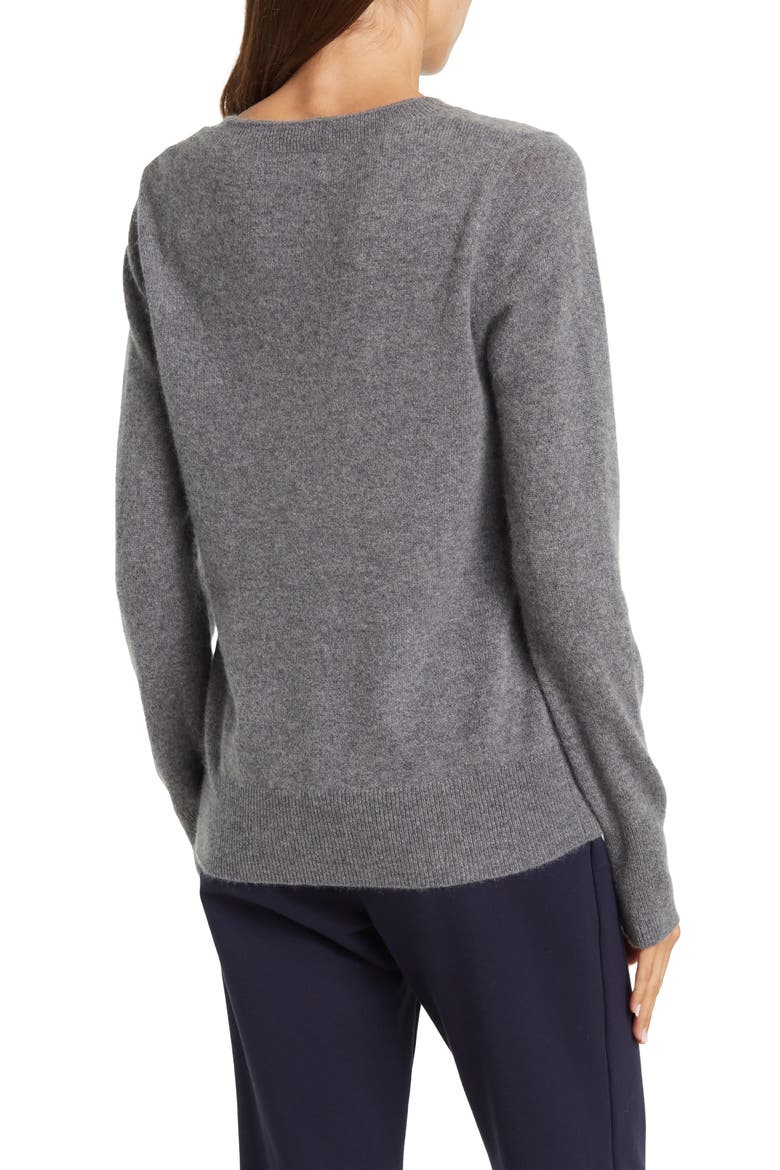 V-Neck Cashmere Sweater, Alternate, color, CEMENT HEATHER