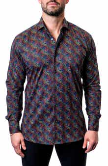 Maceoo Einstein Diamond Medallion Contemporary Fit Button-Up Shirt