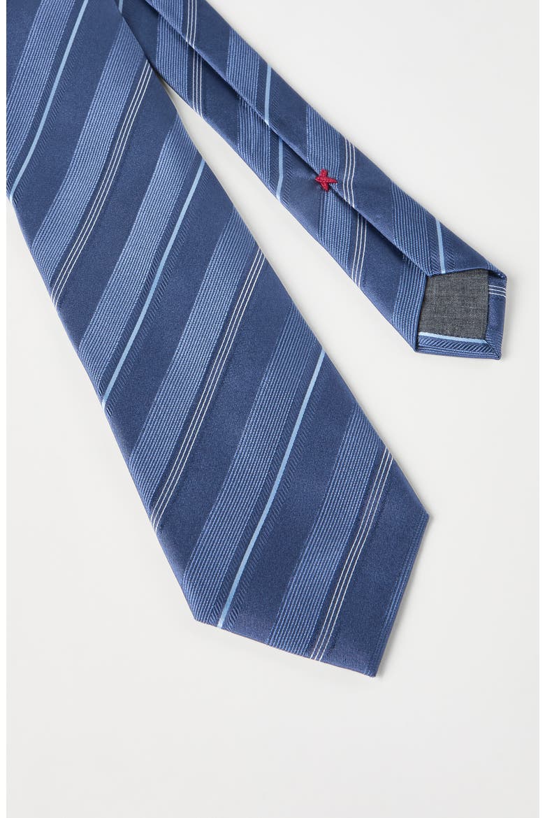 Striped silk necktie, Alternate, color, Denim