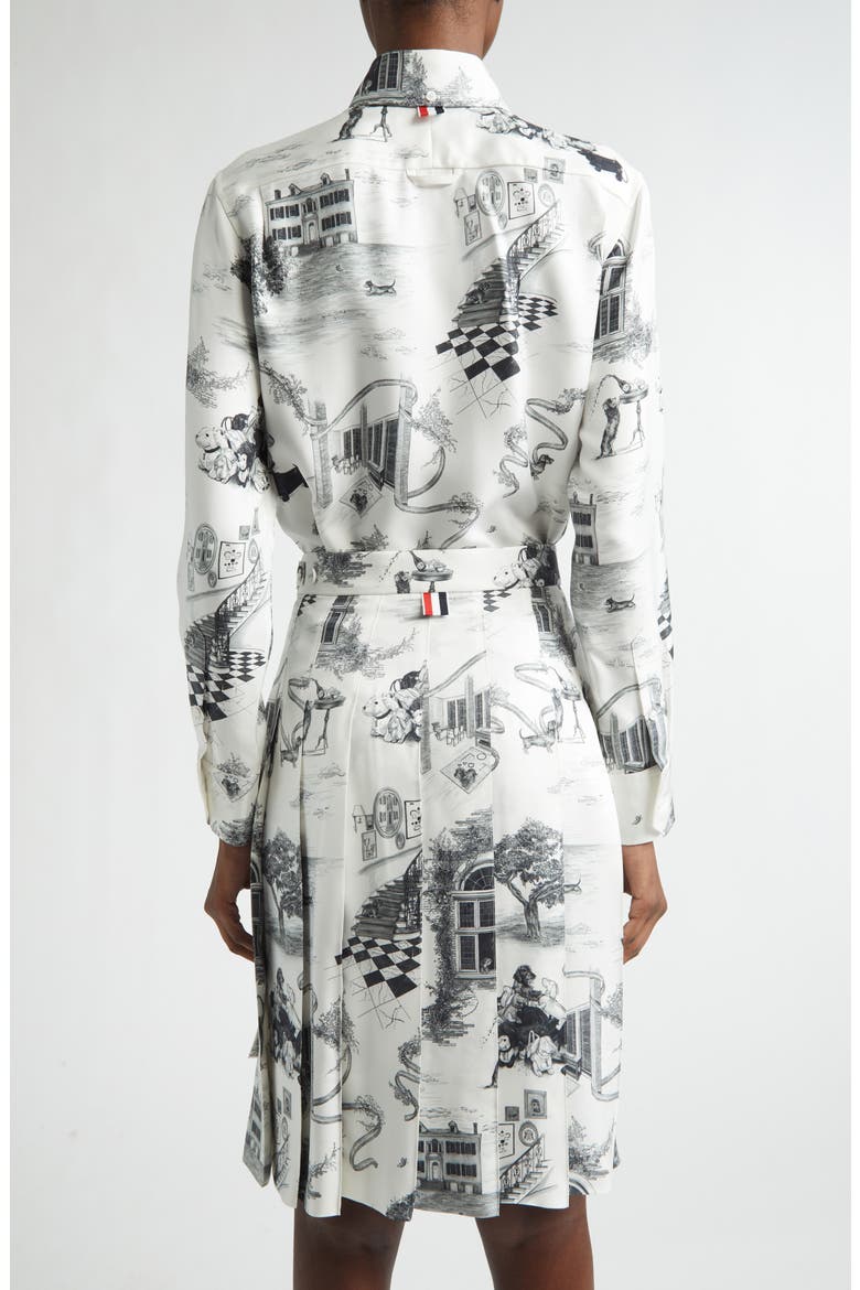 Hector Toile Silk Twill Button-Down Shirt, Alternate, color, BLACK/ WHITE