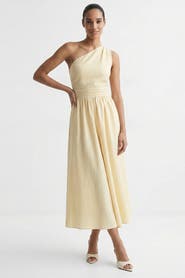 Exquise Burk Elastic Waist Linen Blend Midi Dress
