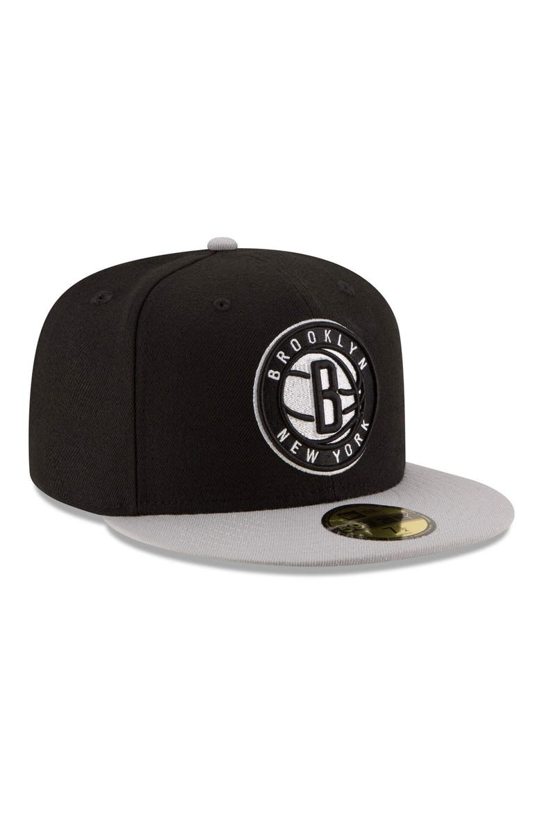 Men's New Era Black/Gray Brooklyn Nets Official Team Color 2Tone 59FIFTY Fitted Hat, Alternate, color, BLACK