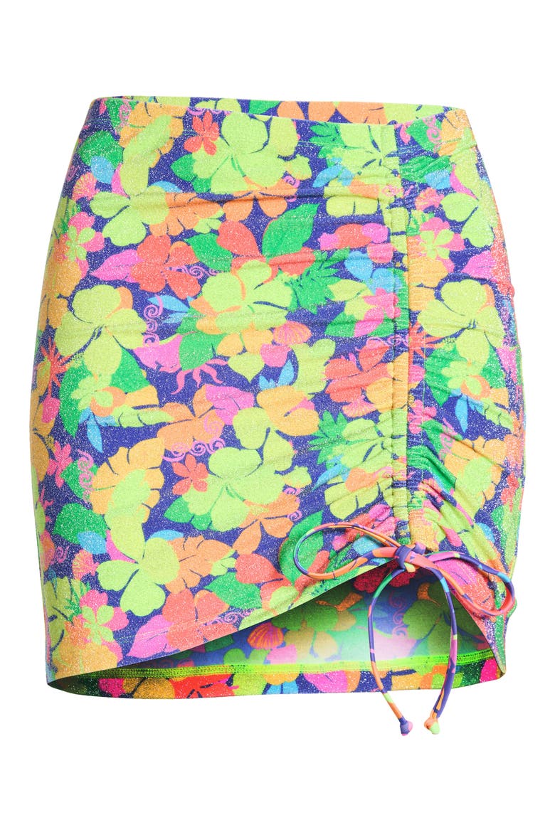 Ruched Tie Cover-Up Miniskirt, Alternate, color, NEON SUNSET