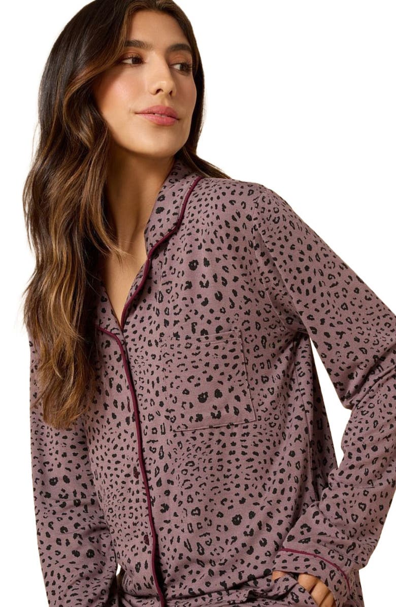Softies Aria Slim Notch Collar PJ Set, Alternate, color, Wild Driftwood