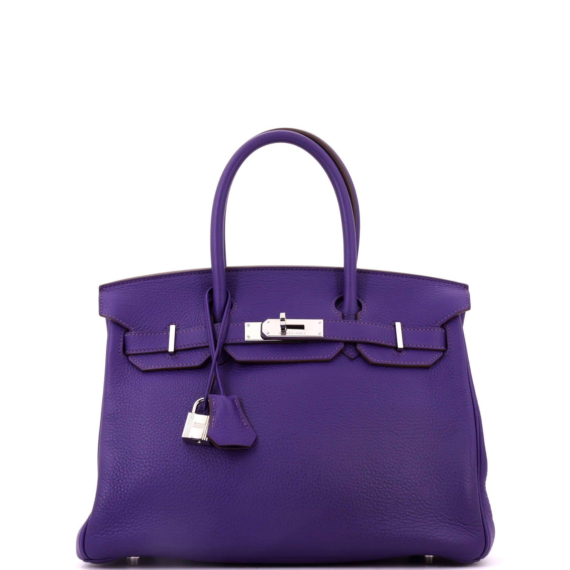Pre-Owned Hermes Birkin Handbag Purple Clemence with Palladium Hardware 30, Main, color, Iris