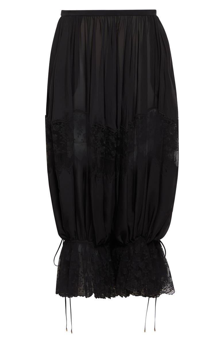 Chloé Lace Trim Silk Crop Pants, Alternate, color, Black