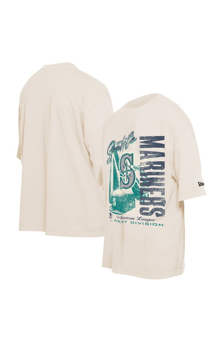 New Era Men's New Era Cream Seattle Mariners Cooperstown Collection Oversized Throwback Distressed T-Shirt, Main, color, 