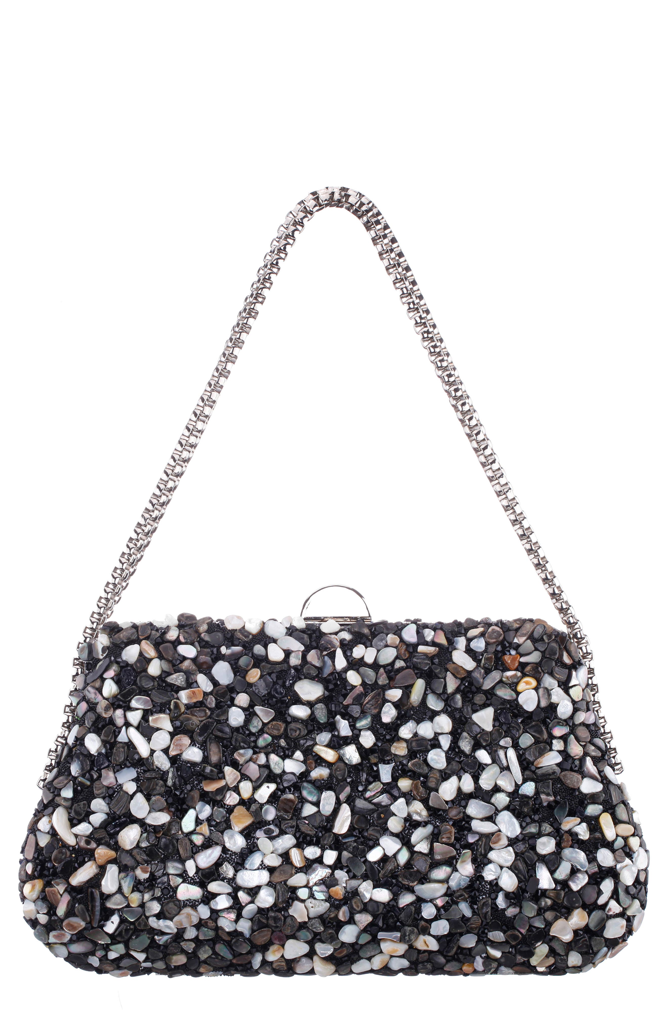 Nina Cheer Embellished Clutch, Main, color, Black Multi