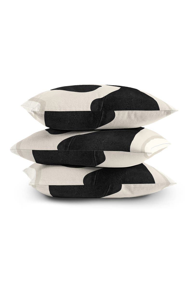 Modern Abstract Print Throw Pillow, Alternate, color, BLACK WHITE