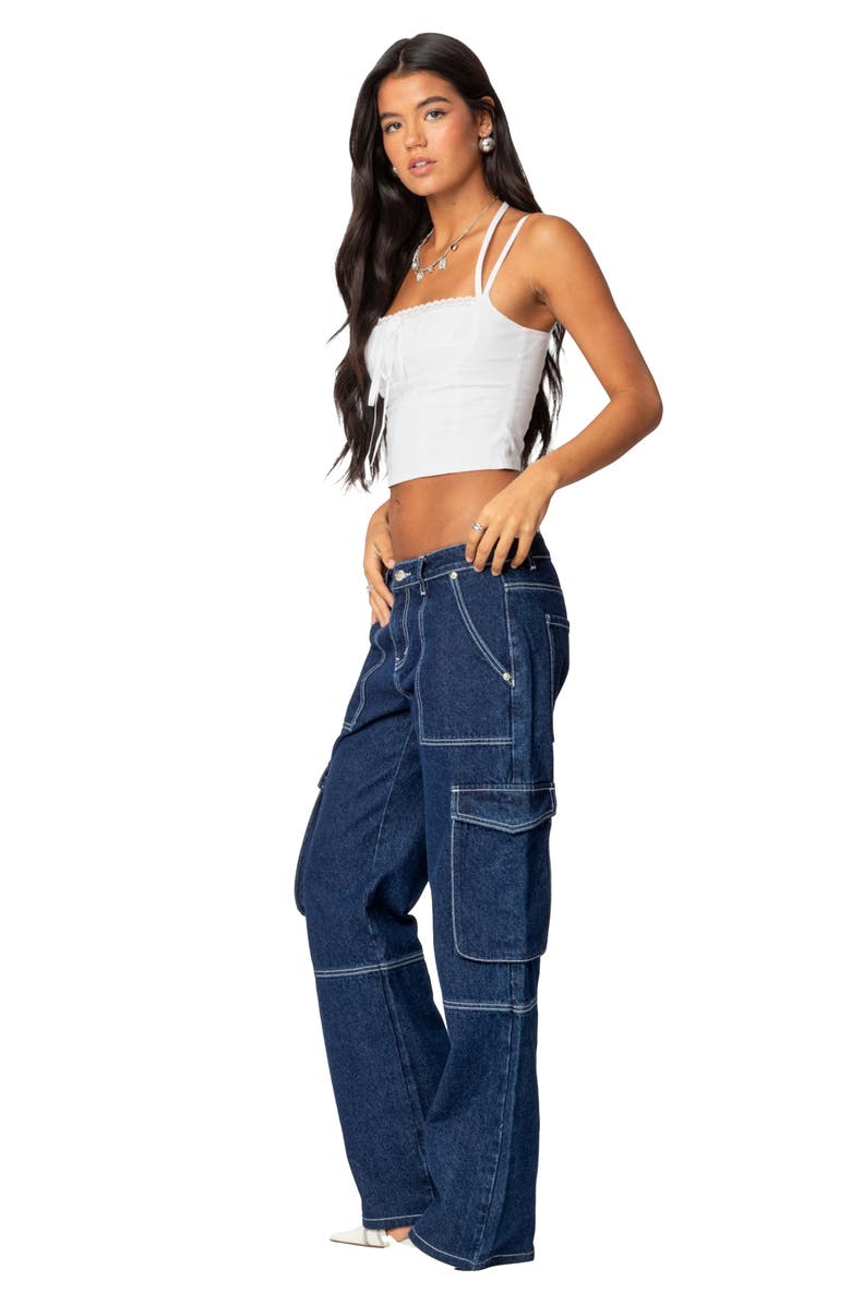 EDIKTED Salome Cotton Corset Top, Alternate, color, White