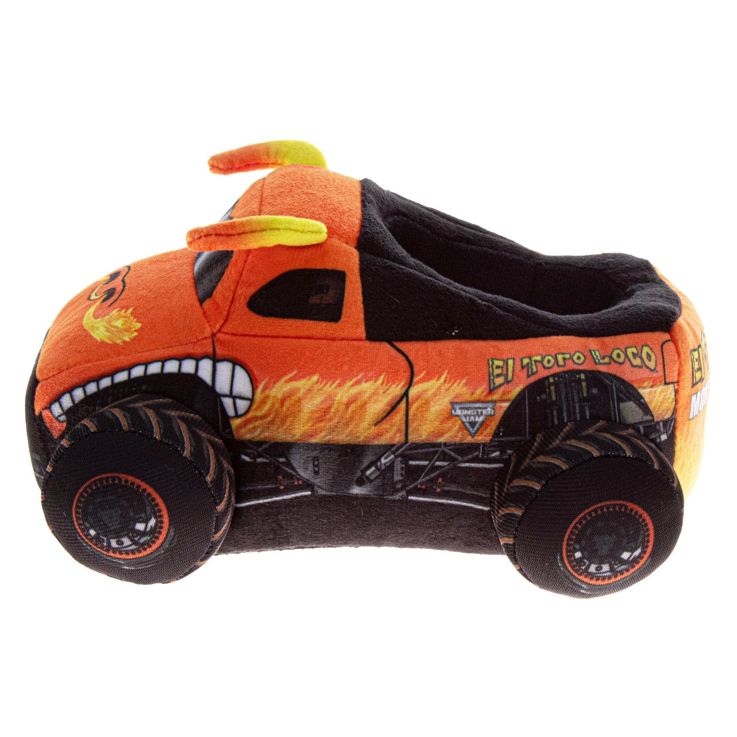 Monster Jam Boys' 3D Plush Slippers, Alternate, color, Orange Black