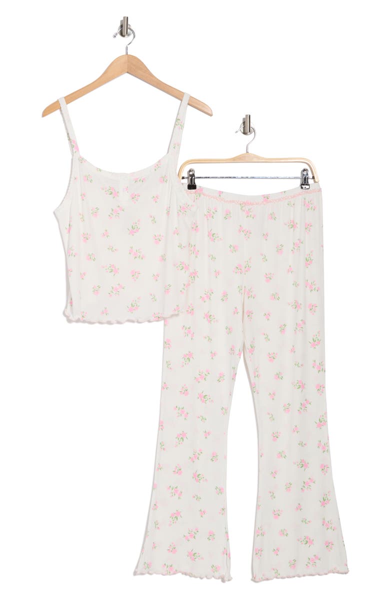 JACLYN Ribbed Long Pajamas, Alternate, color, Rococo Floatrose