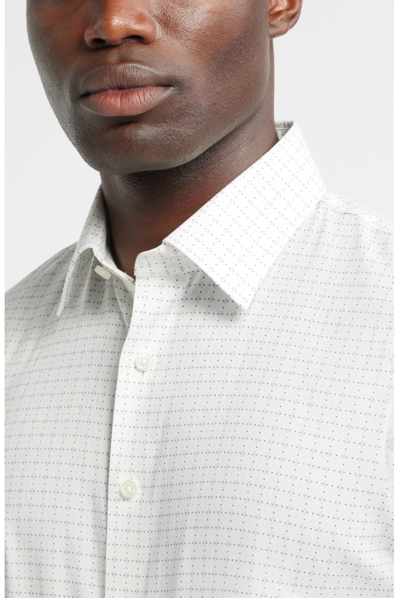 Trim Fit Neat Premium Performance Twill Dress Shirt, Alternate, color, WHITE ALESSIO GEO