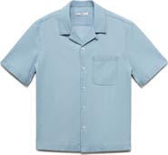 MANGO Cotton Denim Camp Shirt