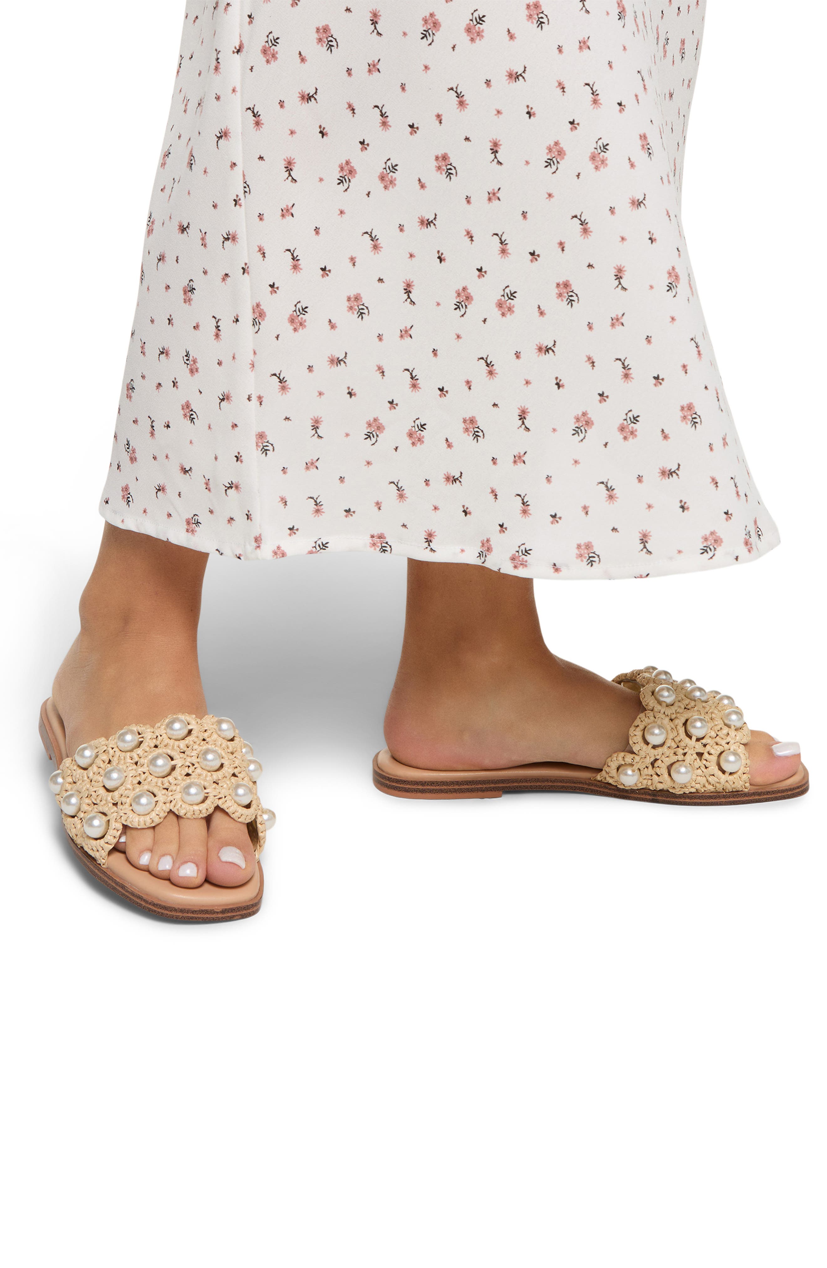 ALDO Gizelle Embellished Slide Sandal, Alternate, color, Natural