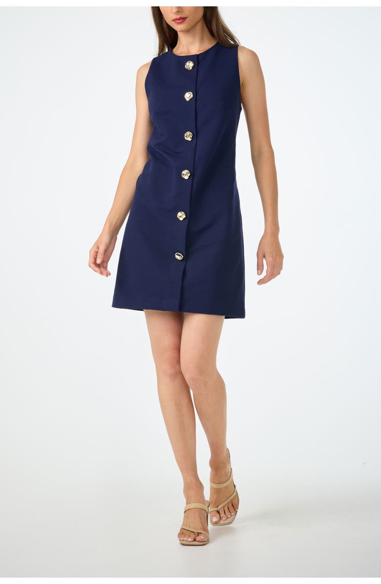 Trina Turk Cristas Button Front Tailored Dress, Main, color, Indigo