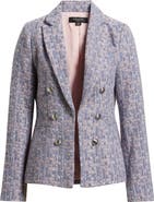 Tahari ASL Faux Double Breasted Metallic Tweed Blazer