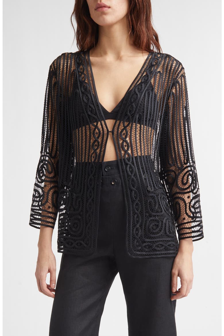 Threadword Silk & Cotton Overshirt, Main, color, BLACK