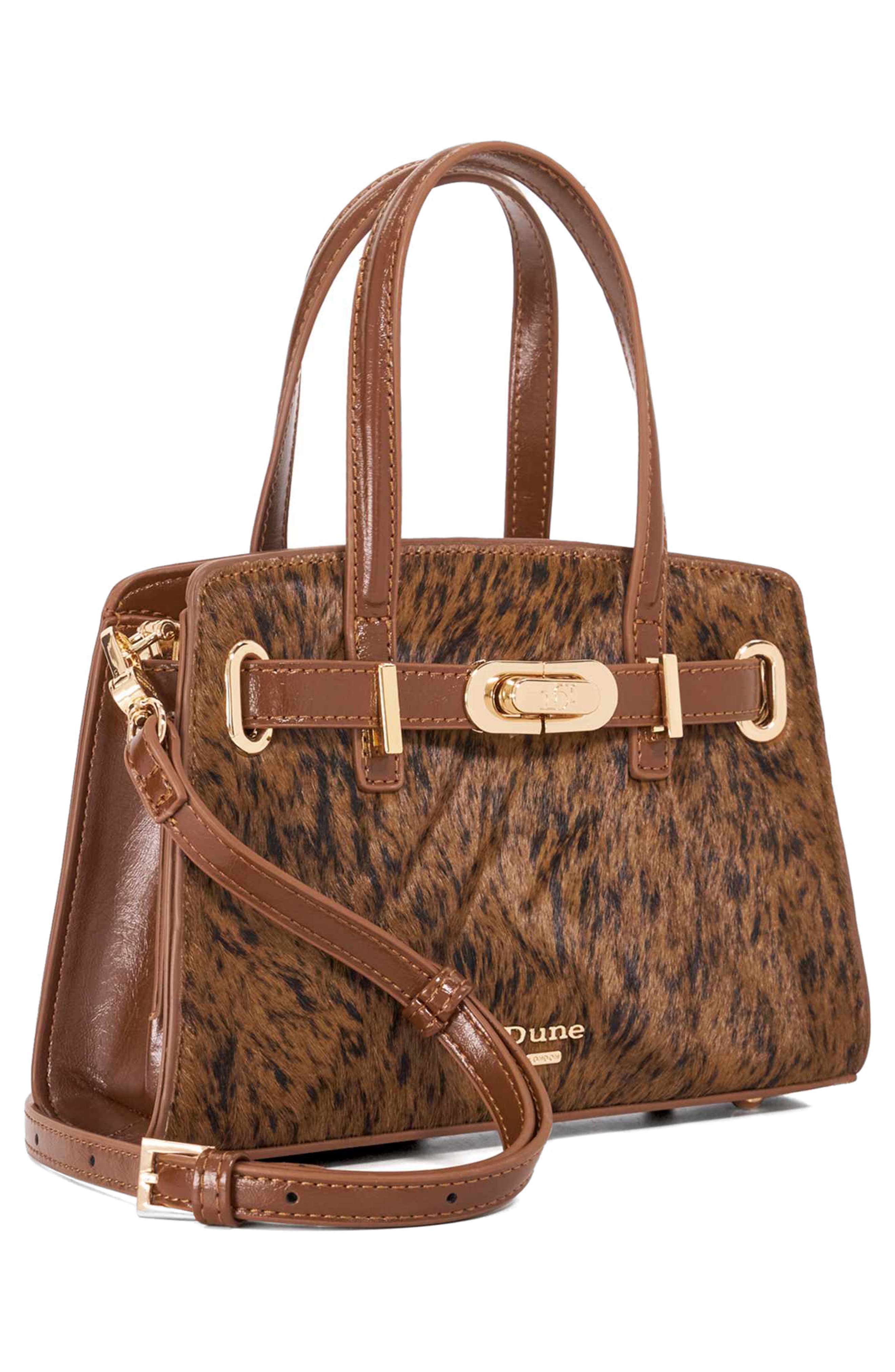 Dune London Dinkydefine Faux Fur Tote, Alternate, color, Brown