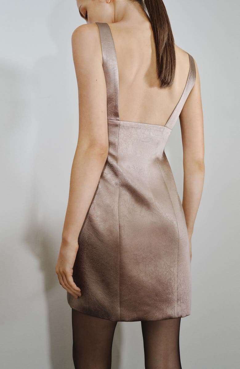 MANGO Sequin Floral Detail Satin Minidress, Alternate, color, Mink Grey