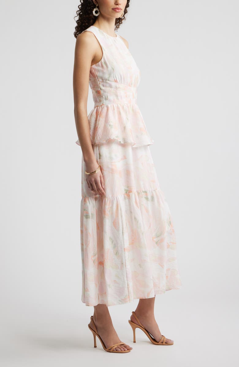 Chelsea28 Crewneck Seamed Waist Maxi Dress, Alternate, color, White Jardin Abstract