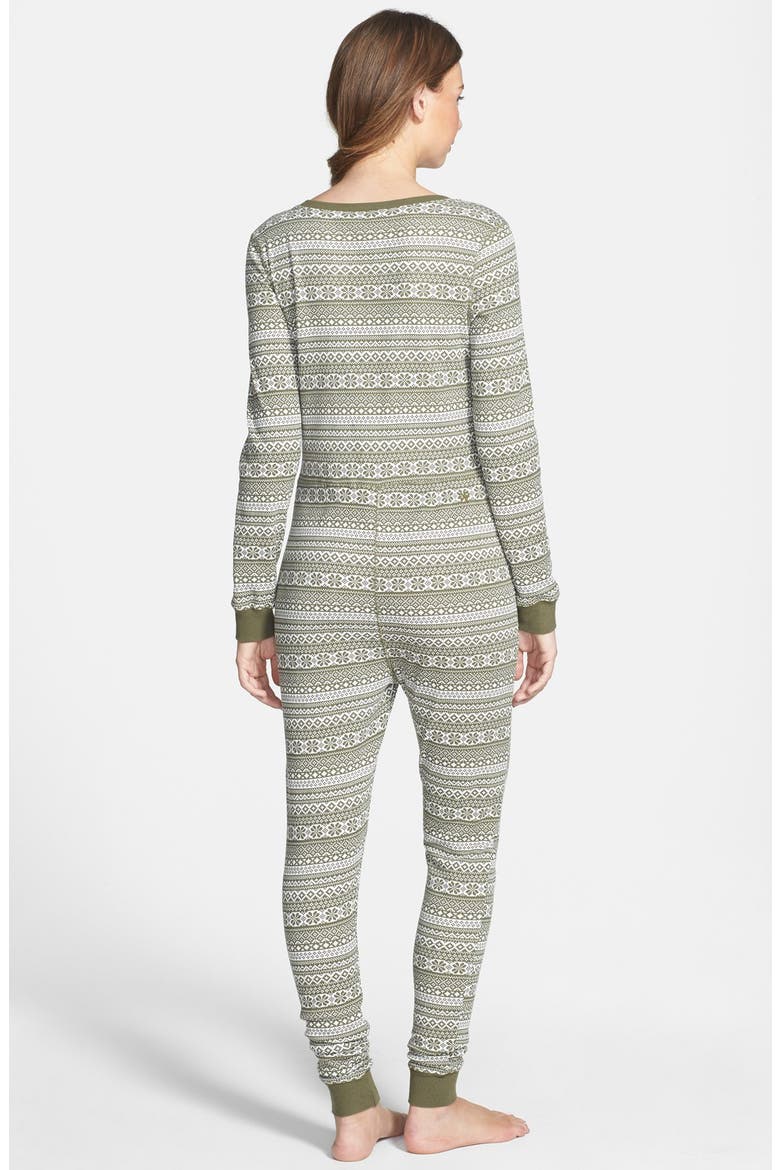 'Free Spirit' Fair Isle Print Thermal Jumpsuit, Alternate, color, OLIVE BURNT WOODSY FAIRISLE