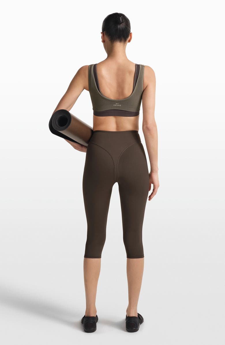 NikeSKIMS Ribbed Seamless Mico-Scoop Bra, Alternate, color, Dustyoakmoss/ Dune