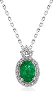 SOUZANA by Suzy Levian 14K Gold 0.69cttw Oval-Cut Emerald & 0.14cttw Diamonds Pendant Necklace