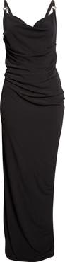 Coperni Logo Clasp Ruched Jersey Dress