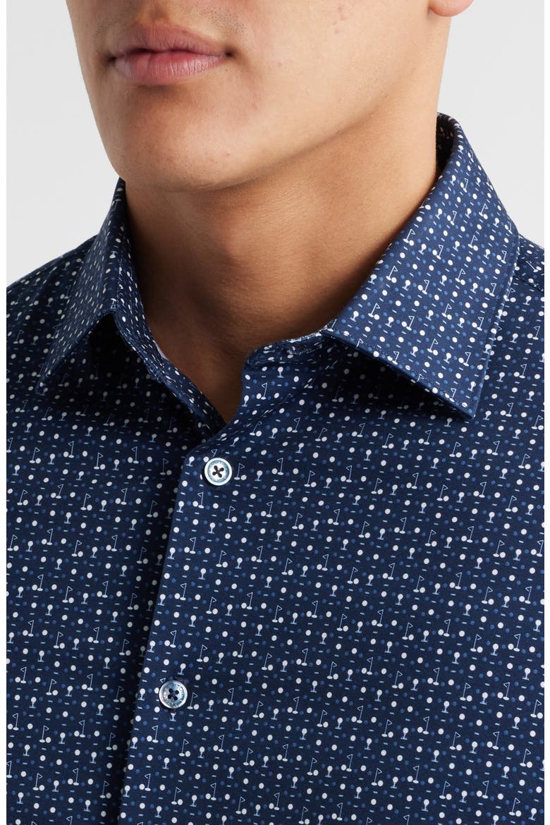 James OoohCotton® Golf Print Button-Up Shirt, Alternate, color, NAVY