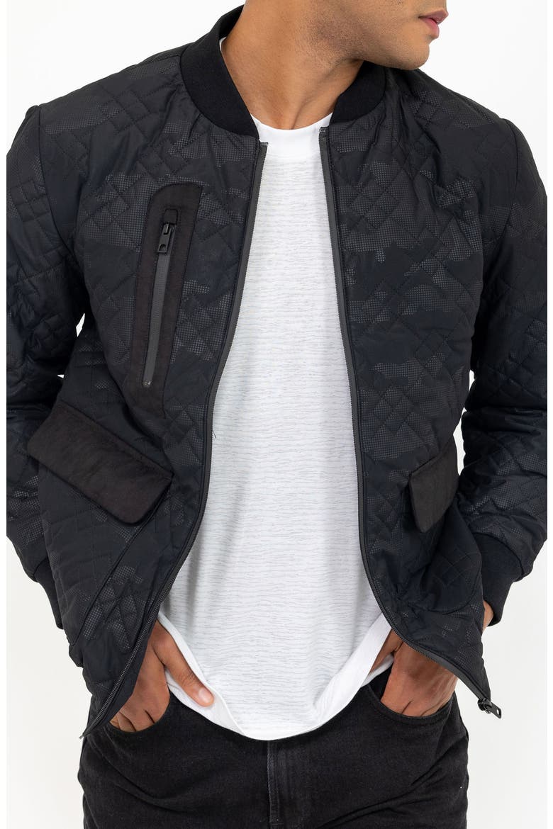 Quilted Bomber Jacket, Main, color, BLACK