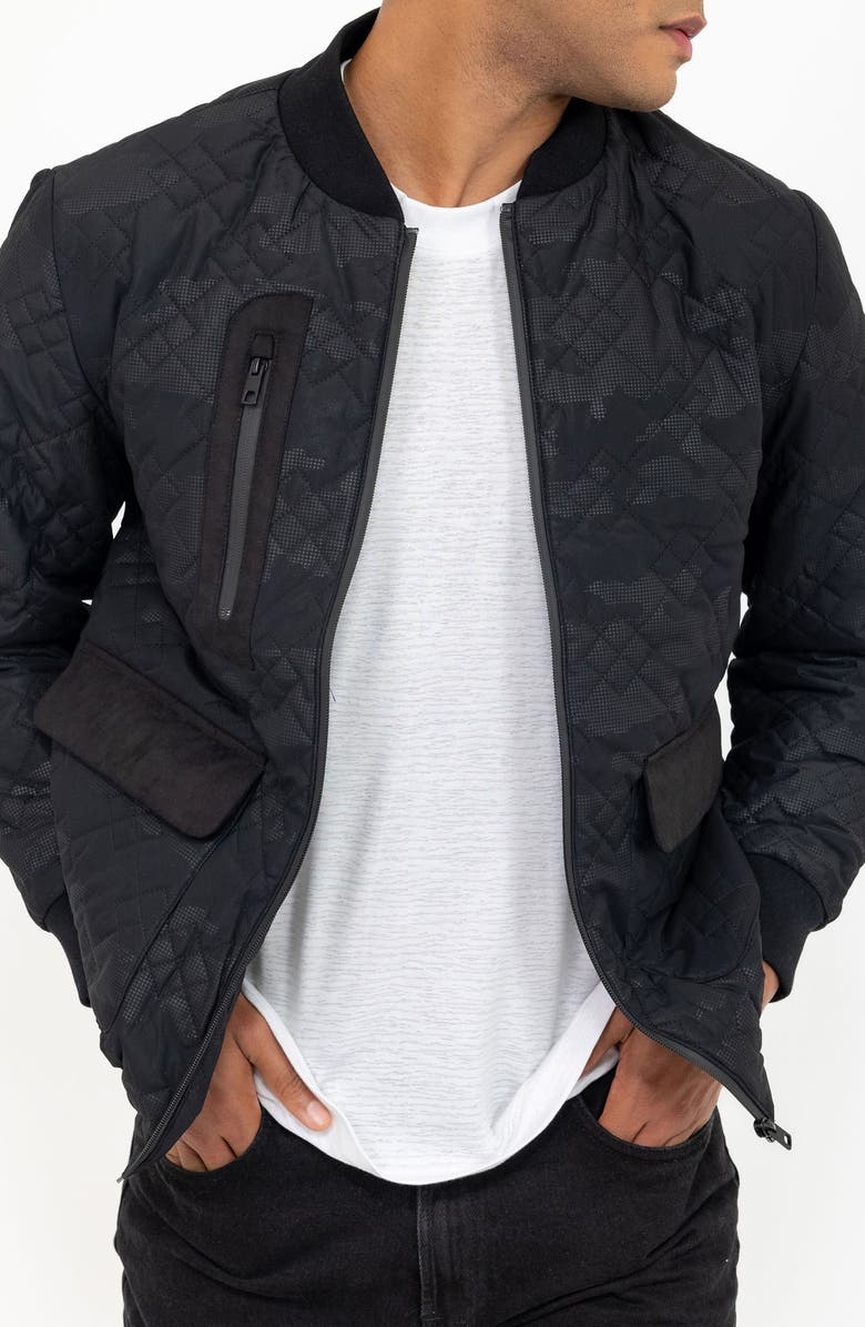 PINO BY PINOPORTE Quilted Bomber Jacket, Main, color, Black
