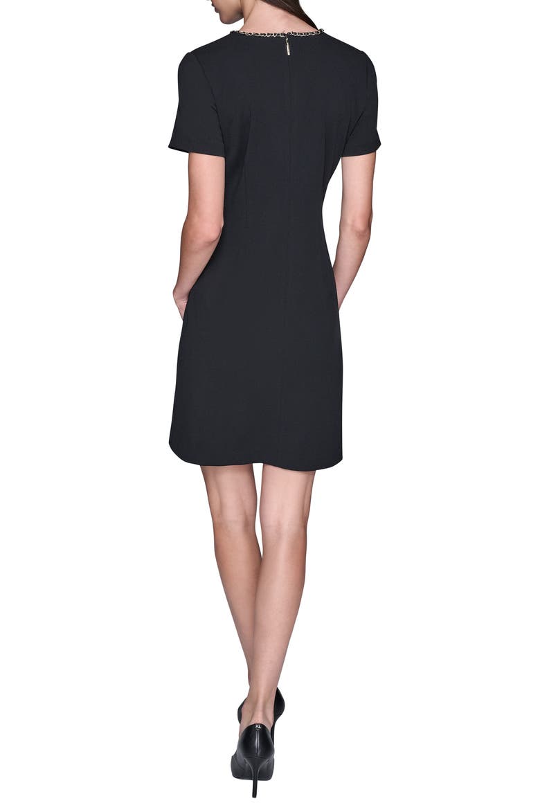 Chain Embellished Scuba Crepe Sheath Dress, Alternate, color, BLACK