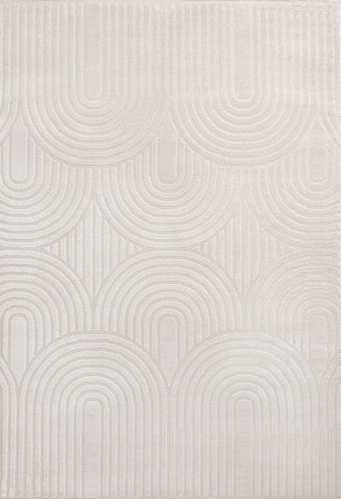 Ariana MidCentury Art Deco Striped Arches Two-Tone High-Low Area Rug