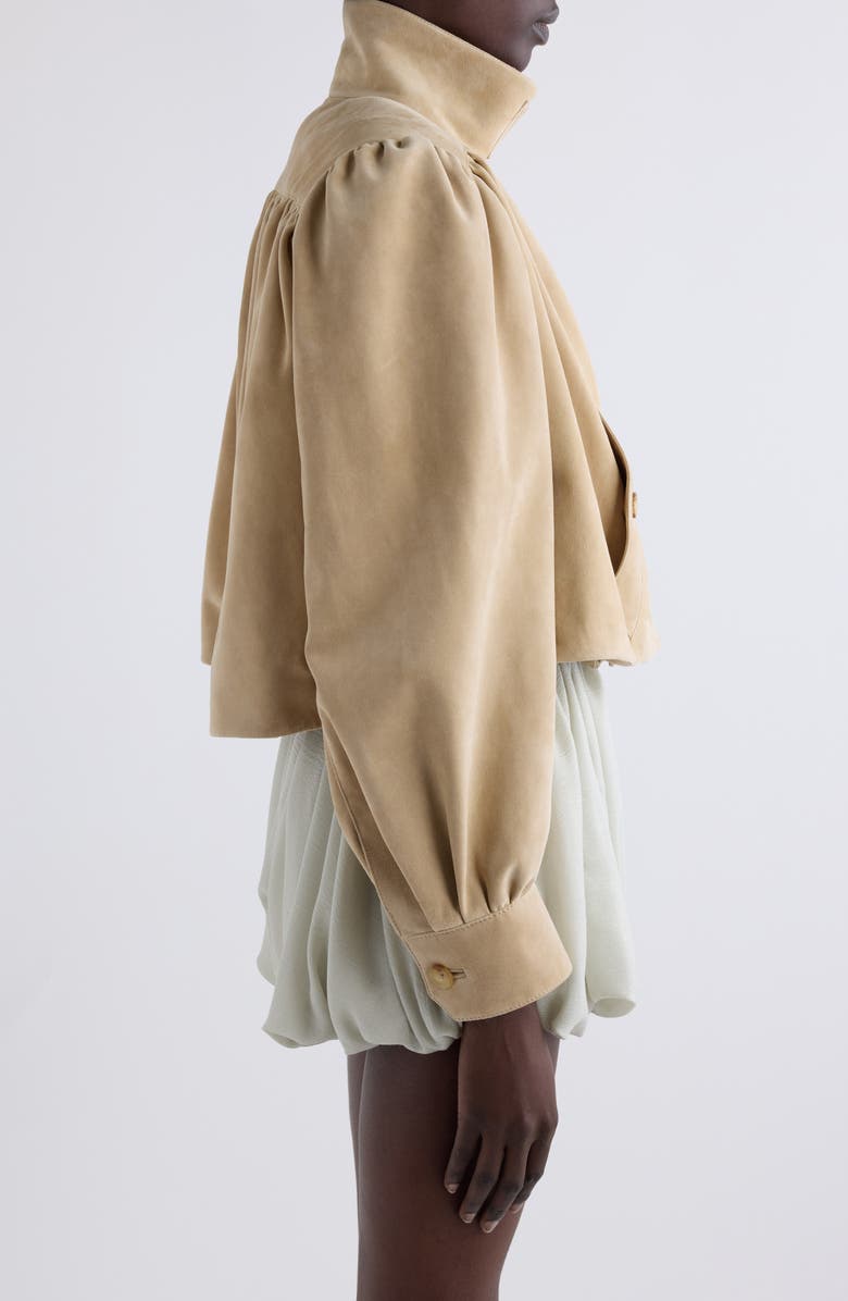 Chloé Puff Shoulder Suede Crop Jacket, Alternate, color, Blossom Beige