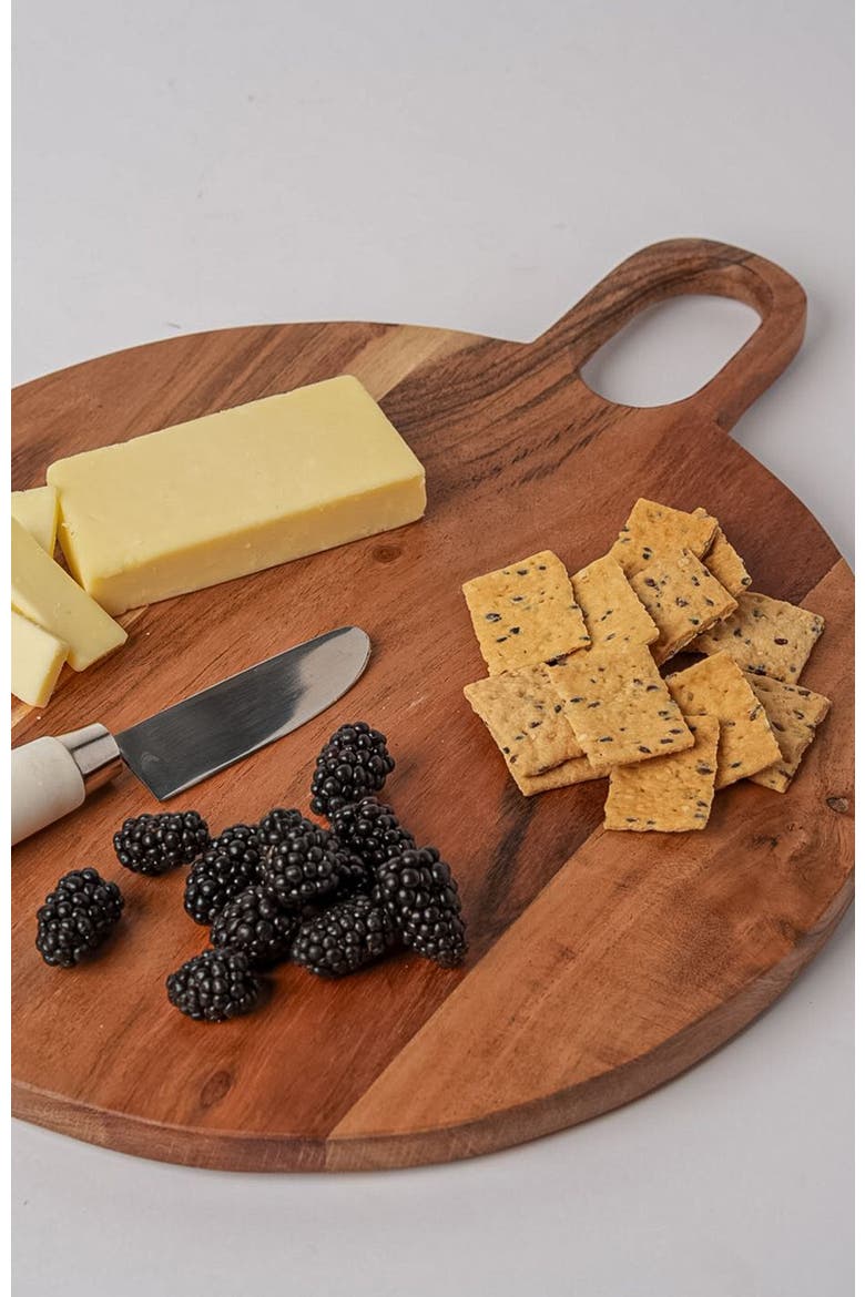 Acacia Circle Serving Board, Alternate, color, Brown