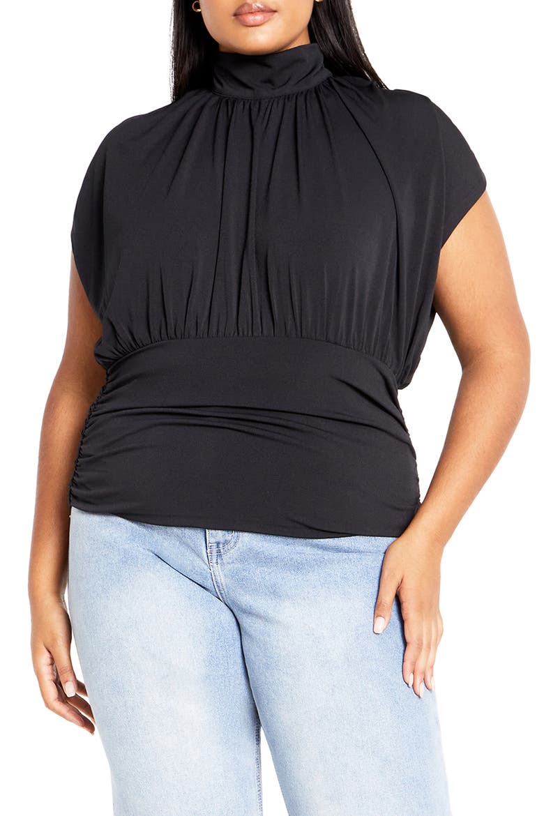 Kamryn Mock Neck Cap Sleeve Top, Main, color, BLACK