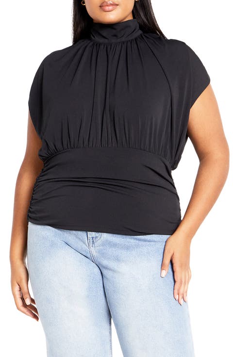 Kamryn Mock Neck Cap Sleeve Top (Plus)