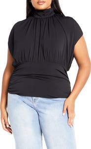 City Chic Kamryn Mock Neck Cap Sleeve Top