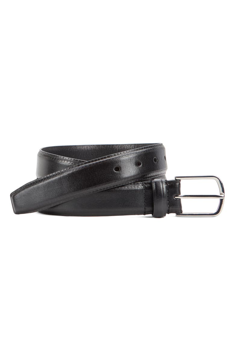 Johnston & Murphy Edge Embossed Leather Belt, Main, color, Black