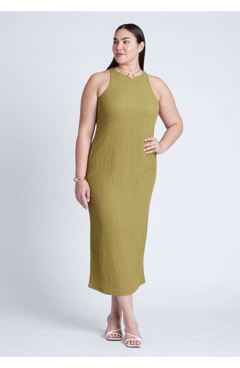 ELOQUII Texture Knit Dress, Main, color, Green