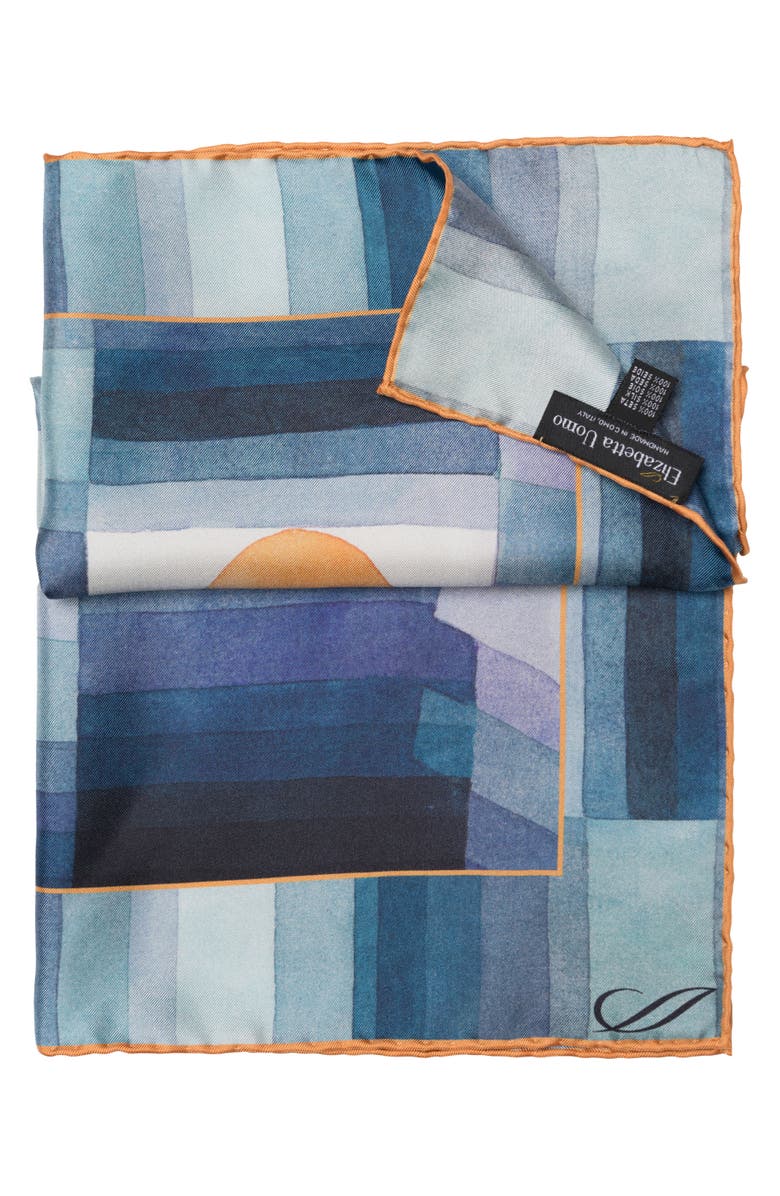 Elizabetta Early Autumn - Silk Pocket Square for Men, Alternate, color, Blue
