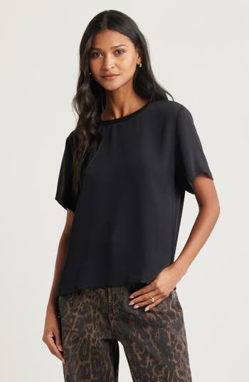 Open Edit Matte Satin Tee In Black