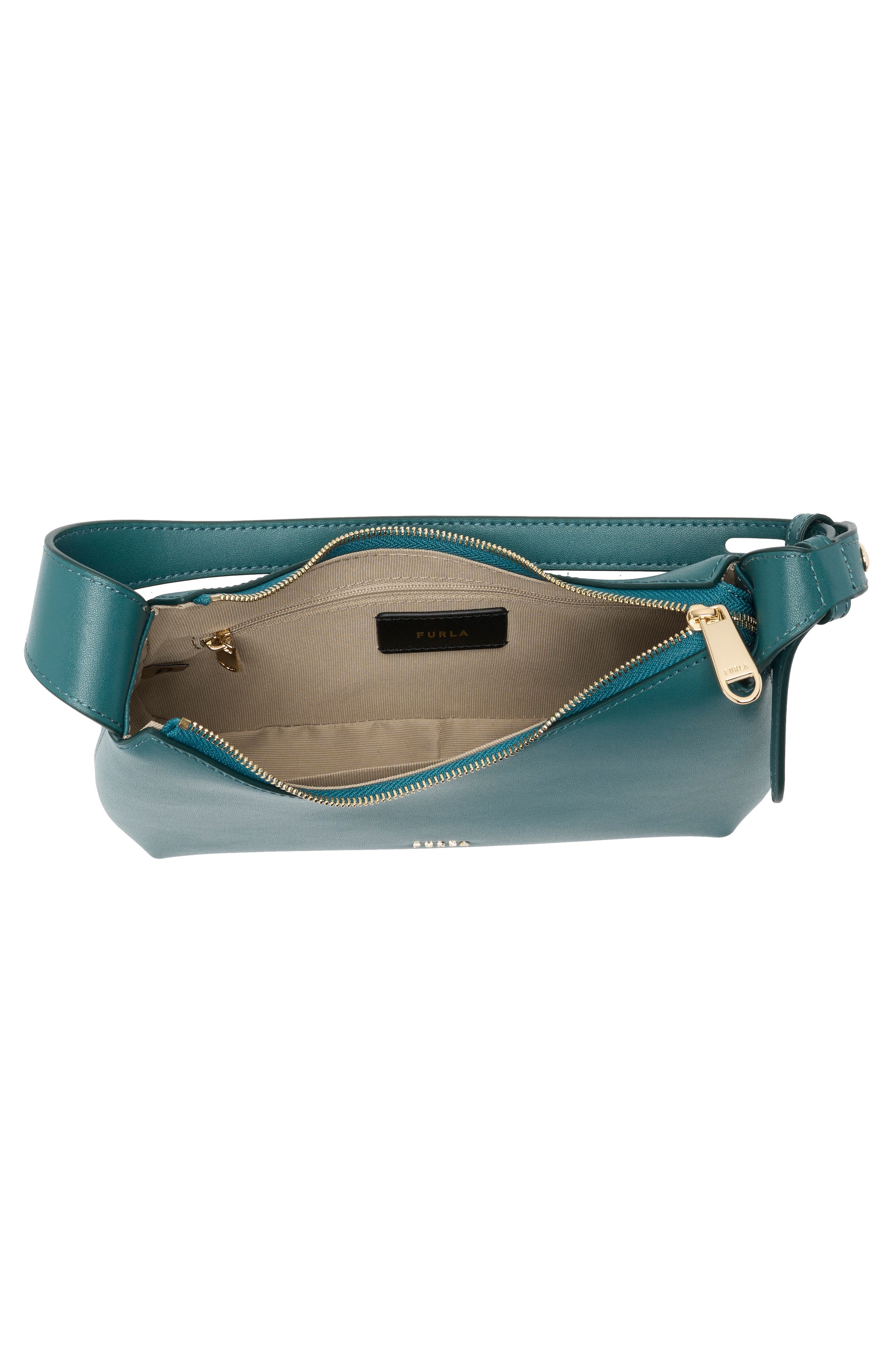 Furla Febe Leather Shoulder Bag, Alternate, color, Teal