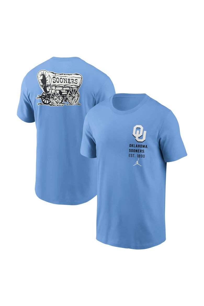 Men's Jordan Brand Valor Blue Oklahoma Sooners Record Shattered 2-Hit T-Shirt, Main, color, Light Blue