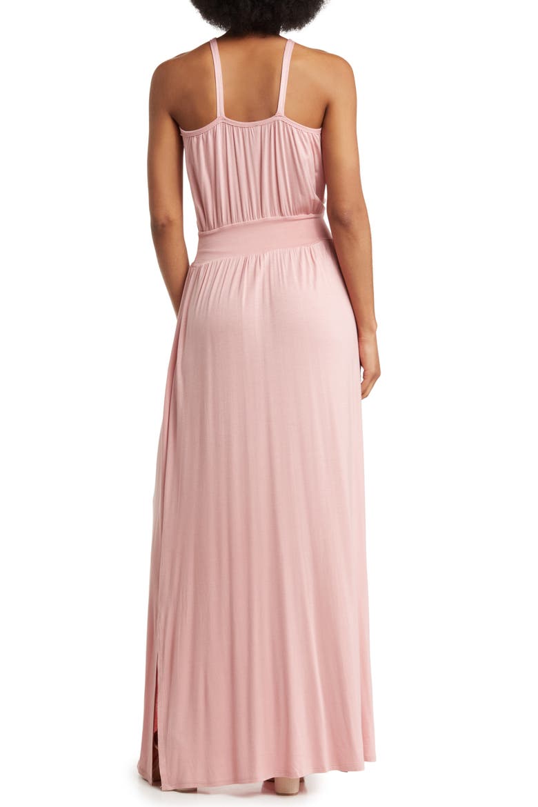 Halter Neck Blouson Maxi Dress, Alternate, color, MAUVE