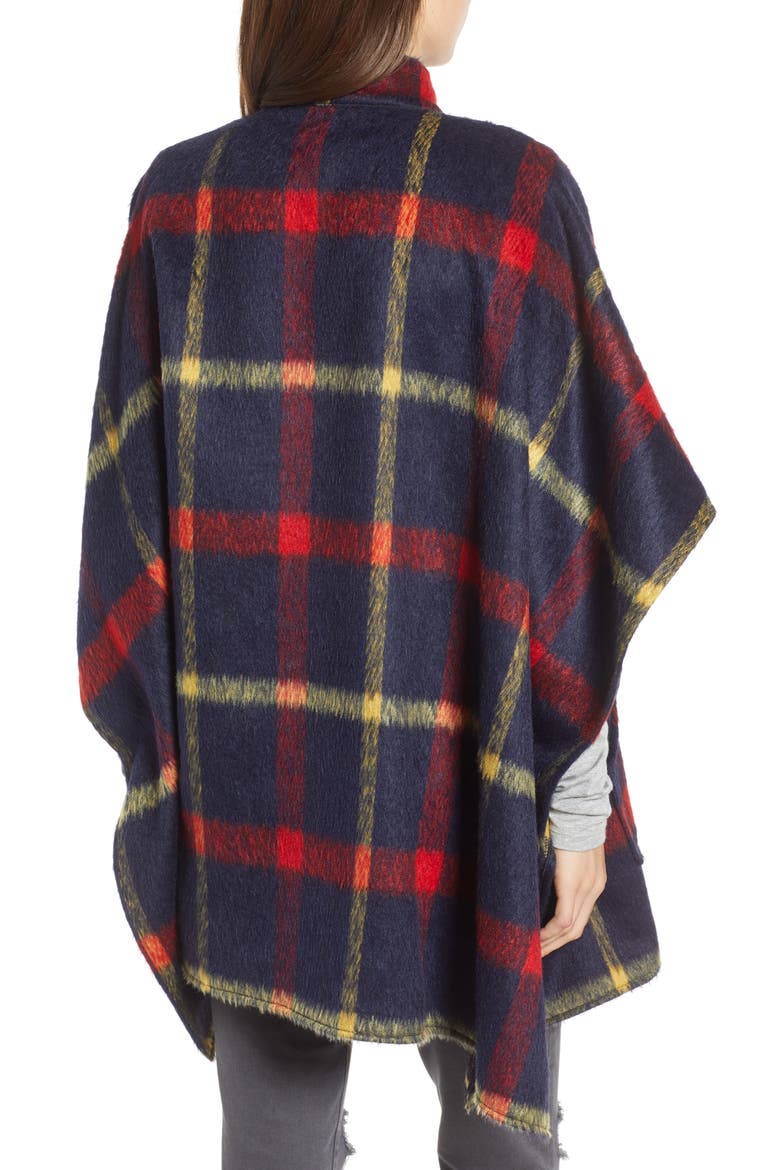 Blanket Plaid Cape, Alternate, color, NAVY COMBO
