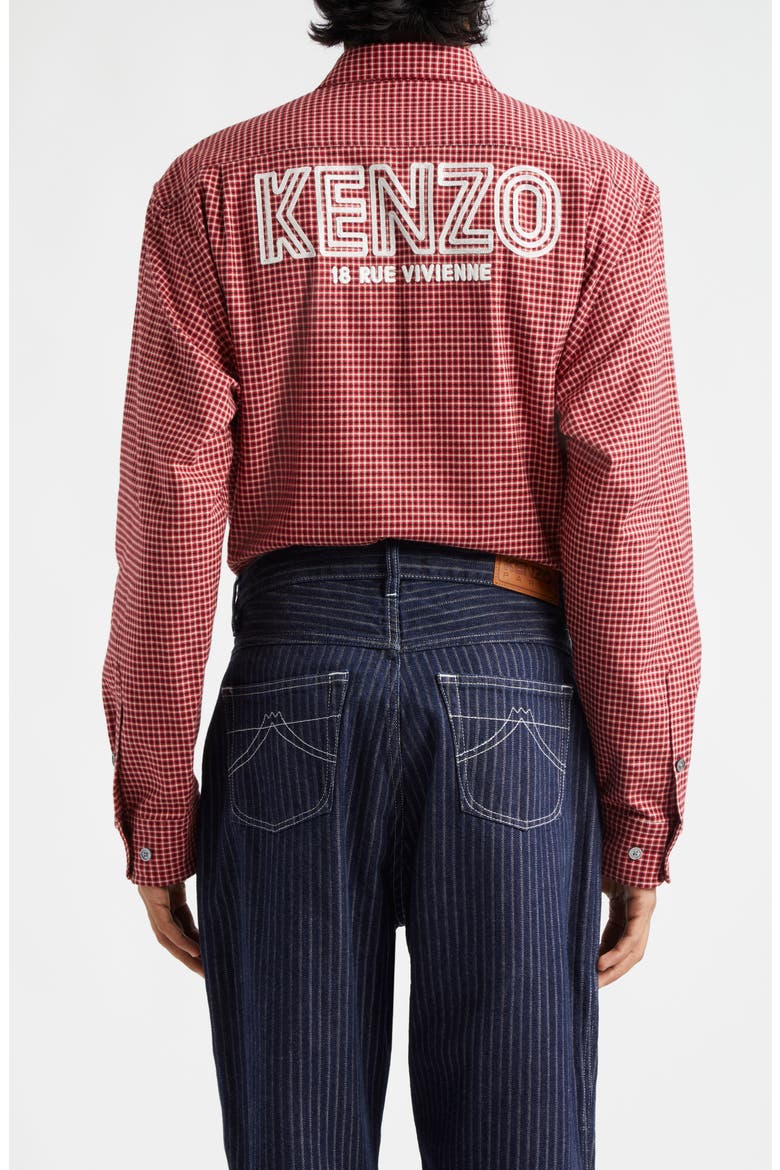 1970 Archive Military Check Button-Up Shirt, Alternate, color, CHERRY
