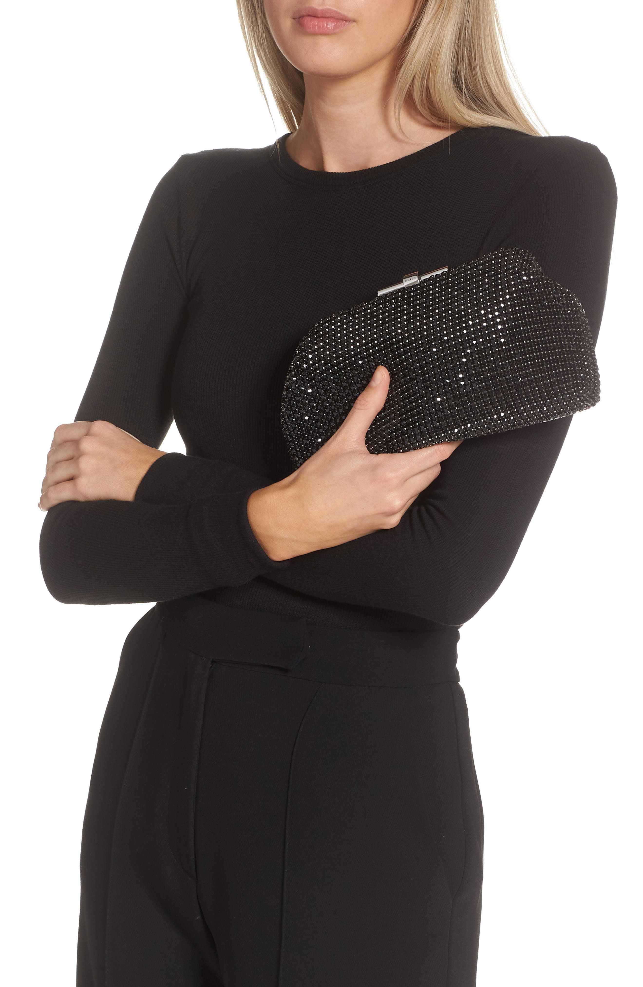 Reiss Adaline Crystal Embellished Clutch, Alternate, color, 