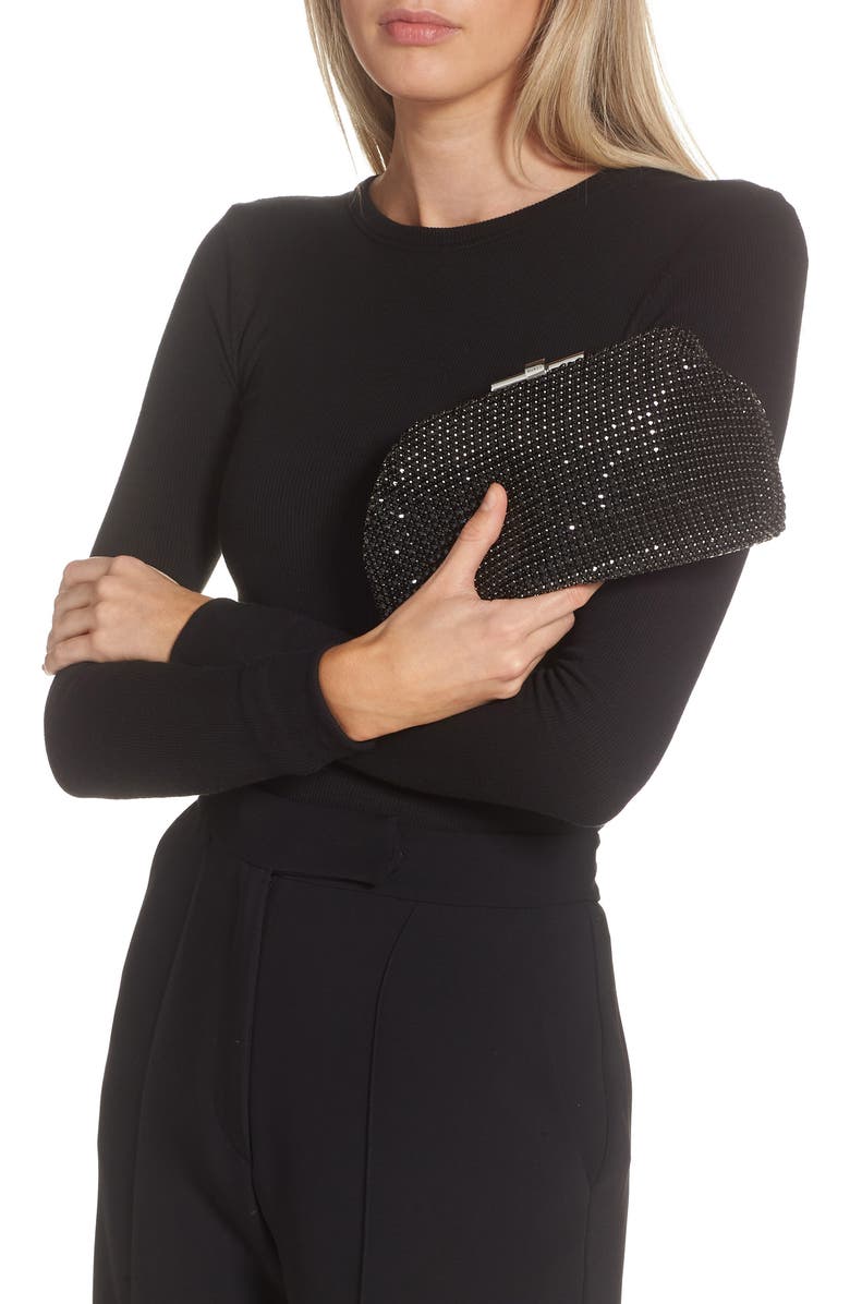 Reiss Adaline Crystal Embellished Clutch, Alternate, color, Black